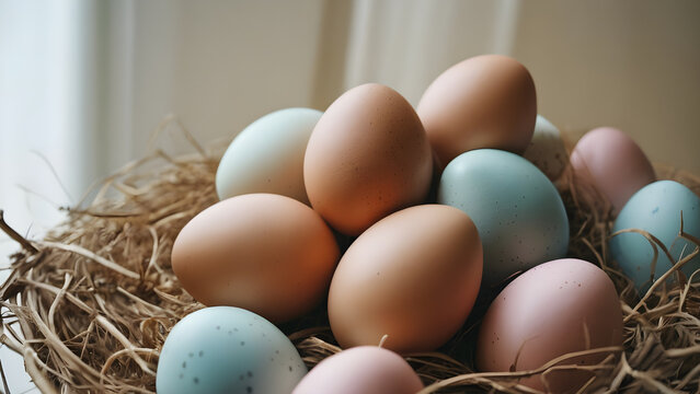 nest full of painted easter eggs