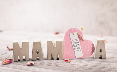 card, background for mother's day with the letters: mum for mother's day. - 754445237