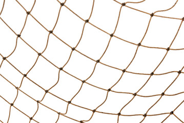 Football or tennis net. Rope mesh on a white background close-up