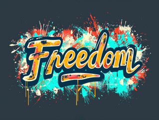 A colorful graffiti of the word freedom - obrazy, fototapety, plakaty