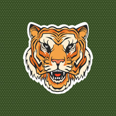 Tiger sticker, patch for clothing. Vector illustration. Fashion patches T-shirt print design