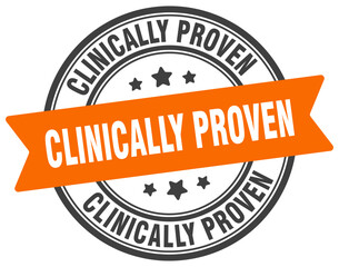 clinically proven stamp. clinically proven label on transparent background. round sign