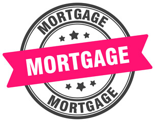 mortgage stamp. mortgage label on transparent background. round sign