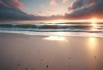 Fototapeta na wymiar sunrise over the beach,empty beach at sunrise,