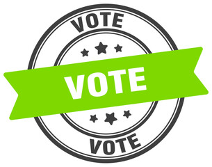 vote stamp. vote label on transparent background. round sign