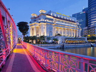 Anderson Bridge, Fullerton Hotel, Financial District, Marina Bay, Singapur