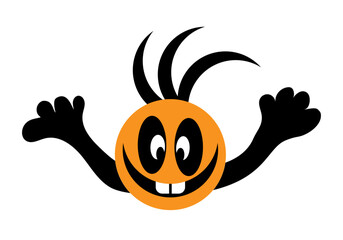 Icono de carita sonriente con mirada hacia abajo y brazos abiertos