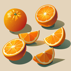 slices of orange on white