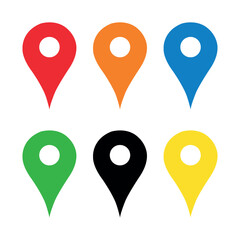 Location icon, map pins, GPS navigation.