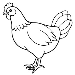 outline illustration of a chicken hen 