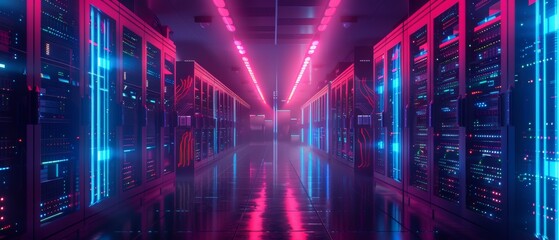 Crypto Mining Neon Big Data Center