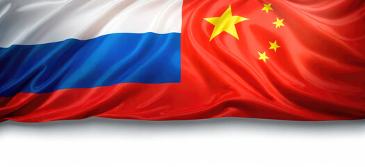 Russian and Chinese Flag Design on White. Illustration
