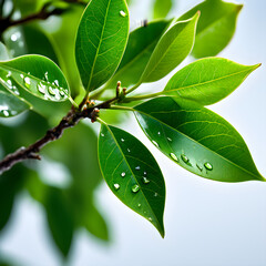 green leaves with water drops