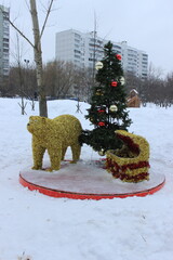 A beautiful Christmas decoration.Moscow. Russia.