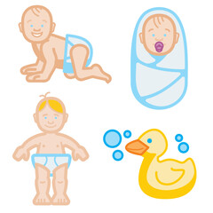 Baby and Kid Vector Icons Set