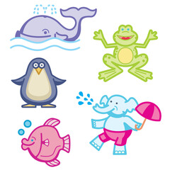 Cute Baby and Kid Vector Icons Set - Cartoon Baby Animals and Characters. Vinyl Ready.