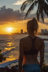 Woman Standing in Front of Sunset