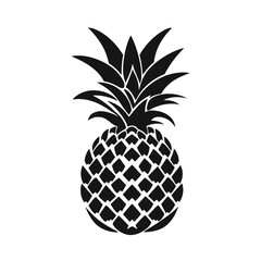Fototapeta premium Vector black silhouette of a pineapple isolated on a white background.