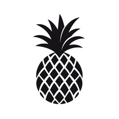 Obraz premium Vector black silhouette of a pineapple isolated on a white background.