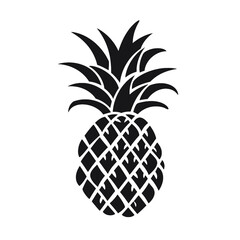 Vector black silhouette of a pineapple isolated on a white background.