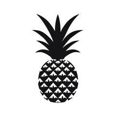 Obraz premium Vector black silhouette of a pineapple isolated on a white background.