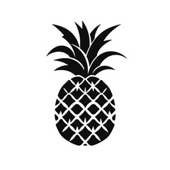 Vector black silhouette of a pineapple isolated on a white background.