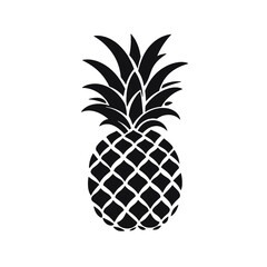 Obraz premium Vector black silhouette of a pineapple isolated on a white background.