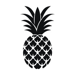 Vector black silhouette of a pineapple isolated on a white background.