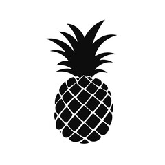 Obraz premium Vector black silhouette of a pineapple isolated on a white background.