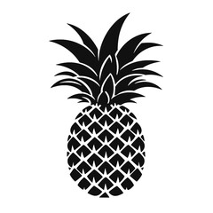 Vector black silhouette of a pineapple isolated on a white background.