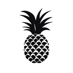Obraz premium Vector black silhouette of a pineapple isolated on a white background.