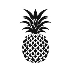 Vector black silhouette of a pineapple isolated on a white background.
