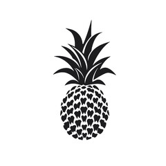 Obraz premium Vector black silhouette of a pineapple isolated on a white background.
