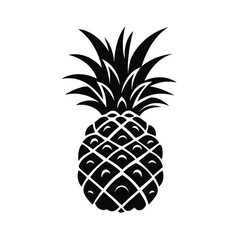 Obraz premium Vector black silhouette of a pineapple isolated on a white background.