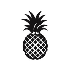 Vector black silhouette of a pineapple isolated on a white background.