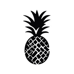 Obraz premium Vector black silhouette of a pineapple isolated on a white background.
