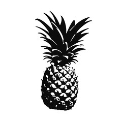 Vector black silhouette of a pineapple isolated on a white background.