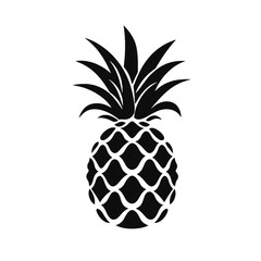 Vector black silhouette of a pineapple isolated on a white background.