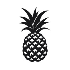 Vector black silhouette of a pineapple isolated on a white background.