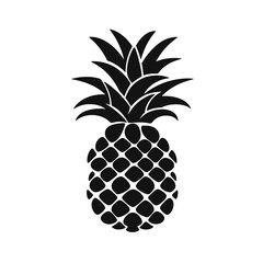 Obraz premium Vector black silhouette of a pineapple isolated on a white background.