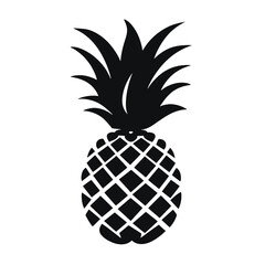 Vector black silhouette of a pineapple isolated on a white background.