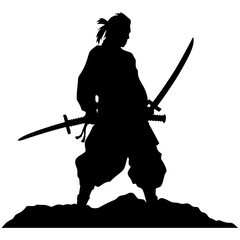 Samurai warrior Logo Design Vector. Silhouette of Samurai. Template illustration