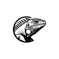 Iguana Minimalist logo design vector with modern illustration concept style for badge, emblem, tattoo and t shirt printing. American Iguana vector Logo