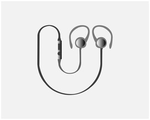 graphic icon sign symbol element head music headset. Earphone blue tooth icon design. Earphone icon in modern flat style design. Vector illustration.