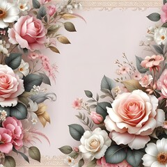 Floral botanical flower. Frame border ornament square. design for wallpaper, wall decor, print, postcard, cover, template, banner