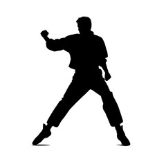 Naklejka premium karate player silhouette logo design