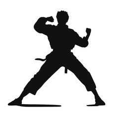 karate player silhouette logo design