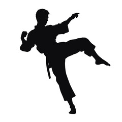 karate player silhouette logo design