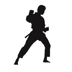 karate player silhouette logo design