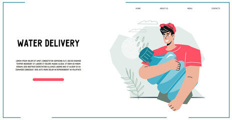 Website page template for Water delivery online order service application, vector illustration. Design for web banner for water delivery service.